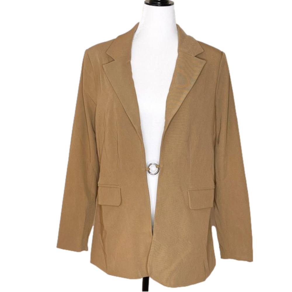 New Danielle Bernstein Tan Notched Lapel Blazer US  L
